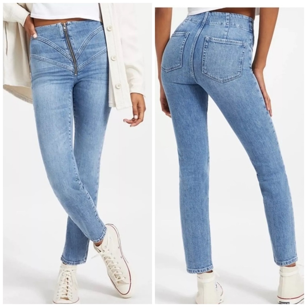 Good American Classic Corset Hi Rise Gap Proof Zipper Denim Jeans Indigo 10 30